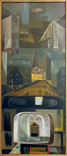 Alejandro OBREGON (1920-1992) LE VILLAGE Huile sur toile, signée vers le bas à gauche....