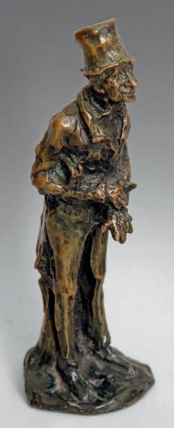 D'après Honoré DAUMIER (1808-1879) L'HOMME D'AFFAIRE Bronze à patine brun-vert, nuancé,...
