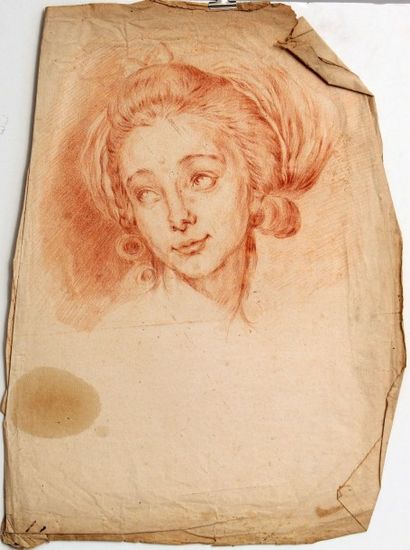 École FRANÇAISE du XVIIIe siècle PORTRAIT DE DEUX HOMMES DE FACE, D'UNE FEMME DE...