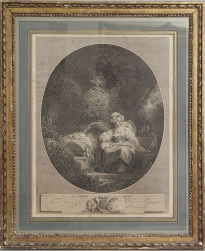 N. de LAUNAY d'après FRAGONARD, XVIIIème siècle La bonne mère.

Gravure en noir,...