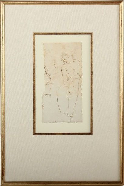 Pierre BONNARD (1867-1947) NU DEBOUT Dessin à l'encre 18,5 x 9 cm Provenance: - Vente...