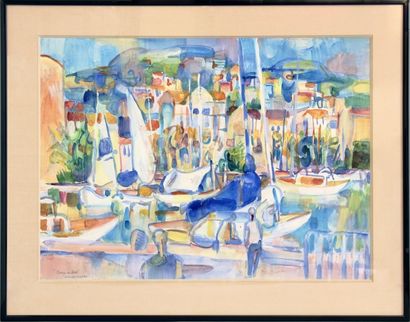 Claude SCHURR (1921-2014) CANNES AU SOLEIL Aquarelle sur papier, signée et titrée...