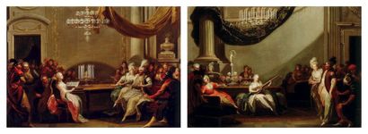 Johann Josef Karl HENRICI (1737-1823) SCÈNES DE CONCERT ORIENTAL Paire de toiles...