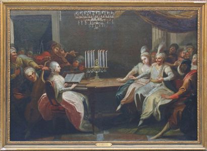 Johann Josef Karl HENRICI (1737-1823) SCÈNES DE CONCERT ORIENTAL Paire de toiles...
