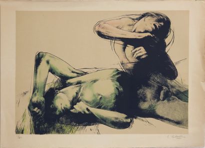 Luis CABALLERO (1943-199) LES AMANTS Lithographie couleurs, numérotée 21/60 en bas...