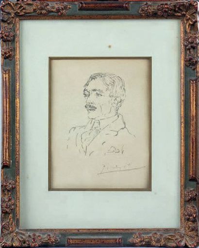 D'après Pablo PICASSO Portrait d'un homme moustachu Lithographie, signée en bas à...
