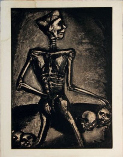 D'apres Georges ROUAULT «Homo Homini Lupus» Lithographie en noire, signée dans la...
