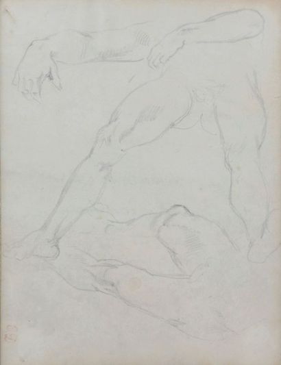 Eugène DELACROIX (1798-1863) Étude de jambes masculines Dessin au crayon, portant...