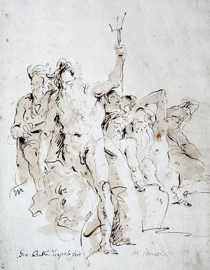 Giambattista TIEPOLO (Venise, 1696-1770) NEPTUNE ET SON CORTÈGE DE TRITONS Dessin...