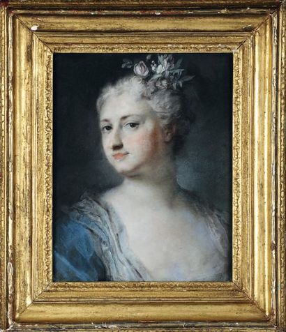 Rosalba CARRIERA (Venise, 1675 - Paris, 1757) PORTRAIT D'UNE JEUNE FEMME EN BUSTE,...