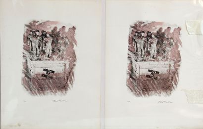 D'après Lucien NEUQUELMAN (1909 - 1988) "Promenade au bord de la mer". Lithographie...