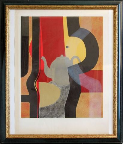 D'après André MINAUX (1923 - 1986) " La théière ", 1978.

Lithographie en couleurs,...