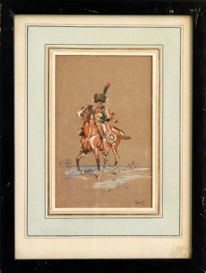 Edouard DETAILLE (1848-1912) Cavalier de l'armée napoléonienne

Gouache et aquarelle...