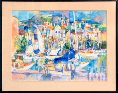 Claude SCHURR (1921-2014) Cannes au soleil. 

Aquarelle sur papier, signée et titrée...