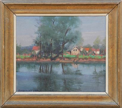 Ferdinand GARLE, XIXème - XXème siecle Paysage à l'étang. 

Huile sur toile, signée...