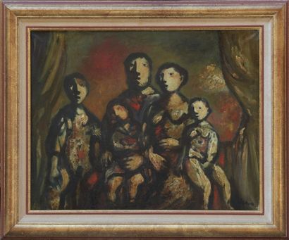 Sylvain VIGNY (1902-1970) Groupe familial. 

Huile sur toile, signée en bas à droite....
