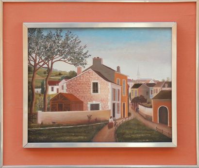 Aage FERSING, XXème siècle Village. 

Deux huiles sur toiles, signées en bas à gauche....