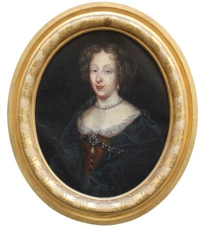 École FRANÇAISE vers 1700 
Portrait de femme
Huile sur toile.
(Très restaurée).
Haut.:...