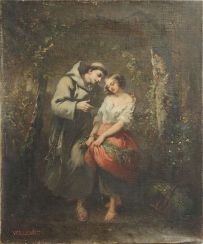 André Charles VOILLEMOT (1822 - 1893) Moine et jeune fille.

Huile sur toile, signée...