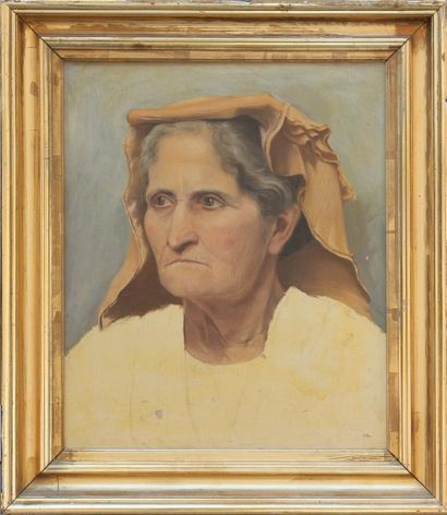 Ecole italienne de la fin du XIXème siècle Étude d'un portrait de femme. 

Huile...