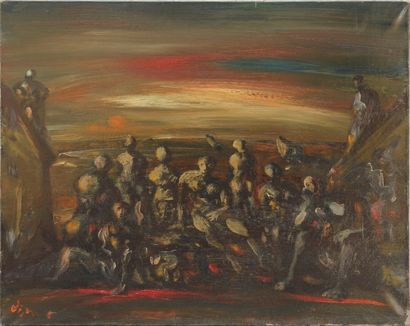 Sylvain VIGNY (1902-1970) Les âmes damnées. 

Huile sur toile, signée en bas à gauche.

Haut....