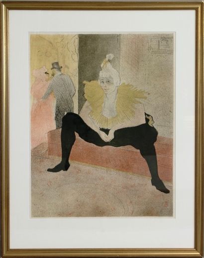 D'après Henri DE TOULOUSE-LAUTREC (1864-1901) La clownesse assise Cha Hu Kao.

Lithographie,...