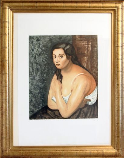 D'après André DERAIN (1880-1954) Buste de femme. 

Aquatinte gravée par J. VILLEN...