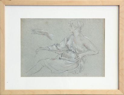 Joseph FELON (1818-1896) Étude de main et de femme assise. 

Dessin aux trois crayons...