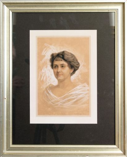 Francis BELLANGER (1885-?) Portrait présumé de la femme de l'artiste. 

Dessin au...