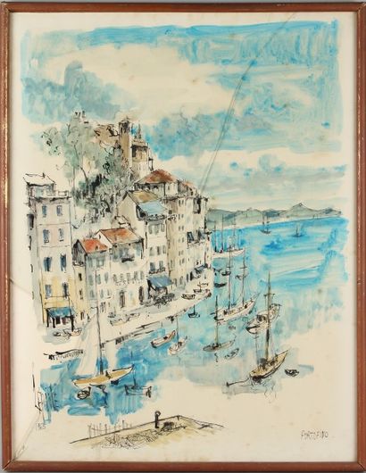 LEPINE Aquarelle représentant Portofino

Signée et datée 1965 en bas à gauche et...