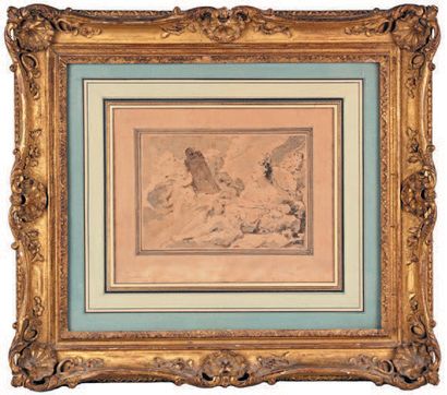 ÉCOLE FRANÇAISE dans le goût de Fragonard La toilette
Plume, lavis.
Haut.: 14 cm...