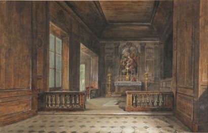 François Edmé RICOIS (1795-1881) Intérieur de la chapelle du château de Bercy
Dessin...