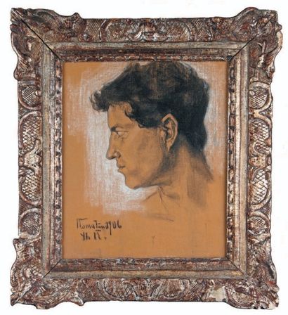 ÉCOLE RUSSE DU DÉBUT DU XXE SIÈCLE Portrait présumé de Paolo Troubetzkoy
Pastel sur...