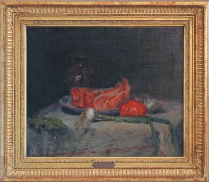 ADOLPHE FÉLIX CALS (1810-1880) Nature morte au lard
Huile sur toile, signée et datée...