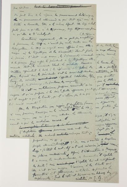 null  LITTÉRATURE. 3 L.A.S. et un manuscrit autographe signé.
Jacques Bainville (ms...