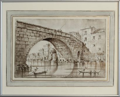 Dans le goût de GUARDI, vers 1920 

Vue d'un pont et vue d'une arche en ruine.

Deux...