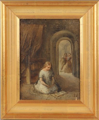 ECOLE FRANCAISE DU XIXème siècle 

Jeune fille en prière.

Huile sur toile.

Haut....