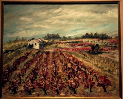 null FOURNIER, Max, (né en 1929), vignes, huile sur toile, signée en bas à droite....