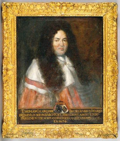 ÉCOLE FRANÇAISE, vers 1700 THOMAS CHARLES DE BECDELIÈVRE Chevalier Marquis de Quevilly,...