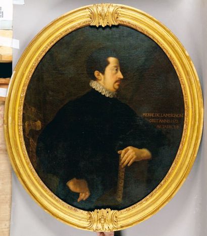 École Française du XVIIe siècle "PIERRE DE LAMOIGNON inhumé en 1572 à l'âge de 24...