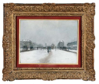 Siebe-Johannes TEN CATE (1858-1908) Place en hiver Pastel, signé en bas à droite....