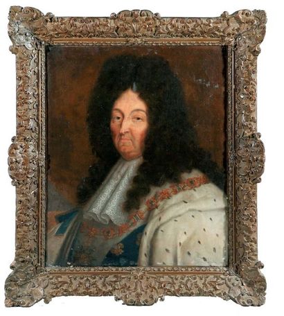 ÉCOLE FRANCAISE vers 1700, Le roi Louis XIV Huile sur toile. (Importants repeints)....