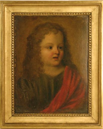 ÉCOLE ESPAGNOLE du XVIIe siècle Portrait d'enfant Huile sur panneau de chêne. (Usures...