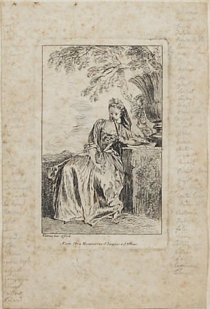 Par et d'après Antoine WATTEAU XVIIIe siècle Seize gravures en noir à sujets divers...