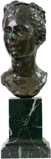 Aimé-Jules DALOU (Paris, 1838-1902) Buste de jeune femme Bronze à patine brune, signé...