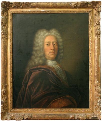 ÉCOLE FRANÇAISE de la fin du XVIIe siècle Portrait d'homme en habit brun Huile sur...