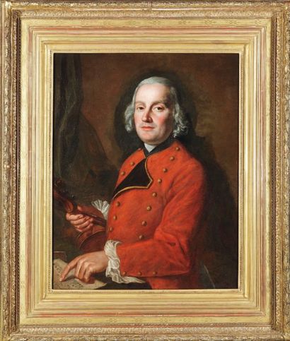 ÉCOLE ANGLAISE du XVIIIe siècle Portrait d'un violoniste Huile sur toile. Cadre en...