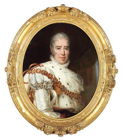 Atelier du Baron GÉRARD, vers 1840 Portrait du roi charLes X Huile sur toile ovale....