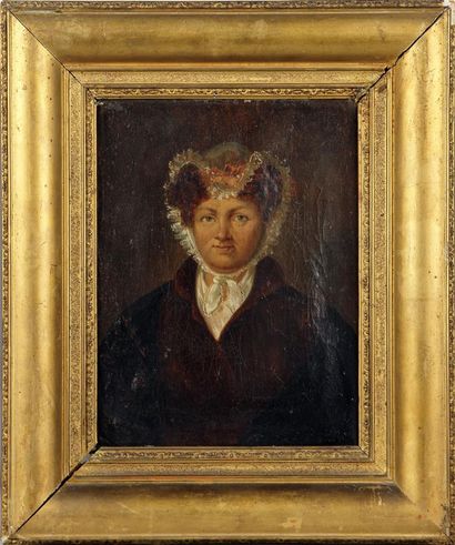 null École française du milieu du XIXème siècle.
Portrait de Madame Pascal Morel,...