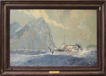 null Leslie CARR (1891-?)
Bateaux dans une mer du Nord
Huile sur toile, signée en...